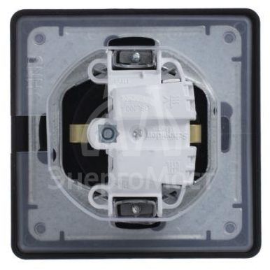 Розетка 1-м СП Glossa 16А IP44 с защ. крышкой защ. шторки с заземл. в сборе алюм. SchE GSL000348