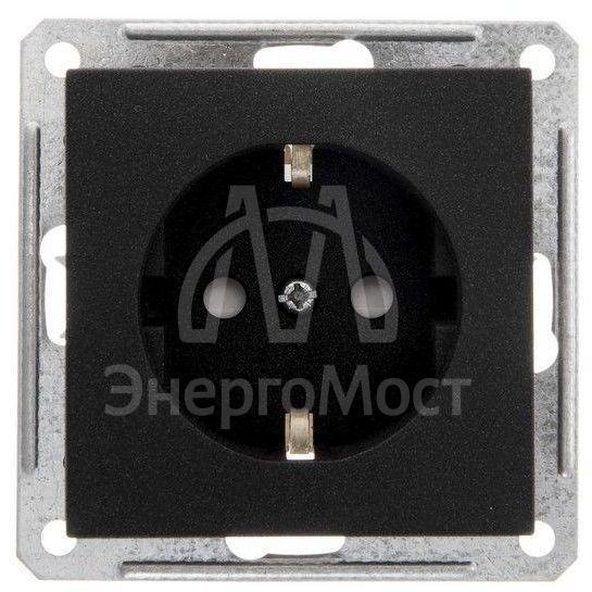 Механизм розетки 1-м СП W59 16А защ. шторки с заземл. черн. бархат SchE RS16-152-6-86 (РС16-152-6-86)