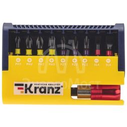 Набор бит с магнитным держателем пластиковый кейс 10 шт Kranz KR-92-0466
