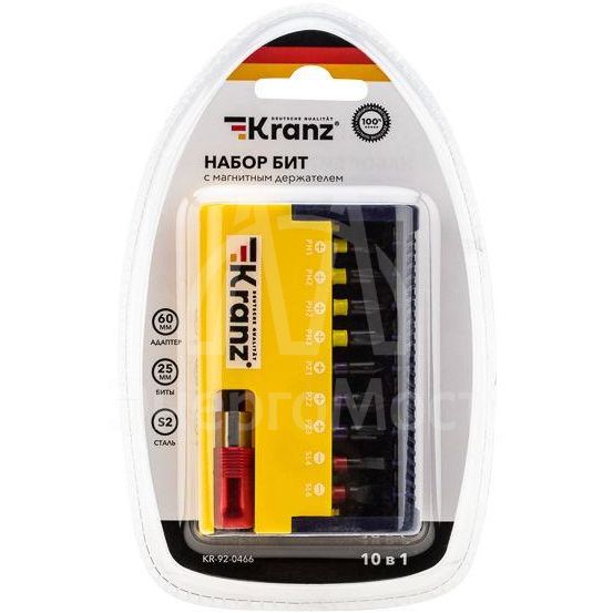 Набор бит с магнитным держателем пластиковый кейс 10 шт Kranz KR-92-0466