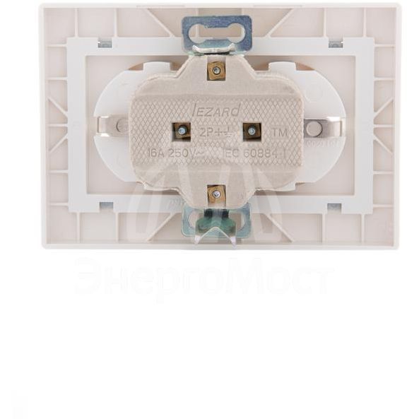 Розетка 2-м СП Мира керам. с заземл. бел./сер. LEZARD 701-0215-127