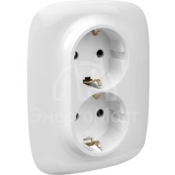 Розетка 2-м СП Valena Allure 16А IP20 250В 2х2К+З с лиц. панелью защ. шторки безвинт. зажимы бел. Leg 753726