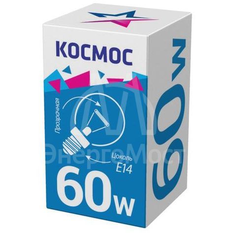 Лампа накаливания Шар 60Вт E14 прозр. Космос LKsmSSpCL60E14v2