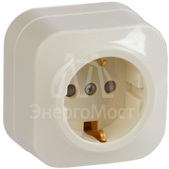 Розетка 1-м ОП GLORY РСш20-3-ХК 16А с заземл. защ. шторки крем. IEK ERH14-K33-16