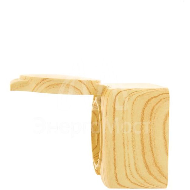 Розетка 1-м ОП с крышкой VIOLA с заземл. беленый дуб LEZARD 751-5200-123