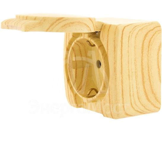 Розетка 1-м ОП с крышкой VIOLA с заземл. беленый дуб LEZARD 751-5200-123