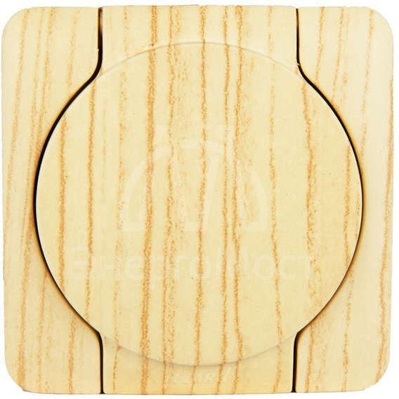 Розетка 1-м ОП с крышкой VIOLA с заземл. беленый дуб LEZARD 751-5200-123