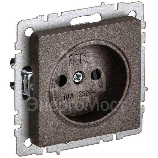 Розетка 1-м СП BRITE РС10-1-0-БрТБ 10А без заземл. без защ. шторок бронза IEK BR-R10-10-K45