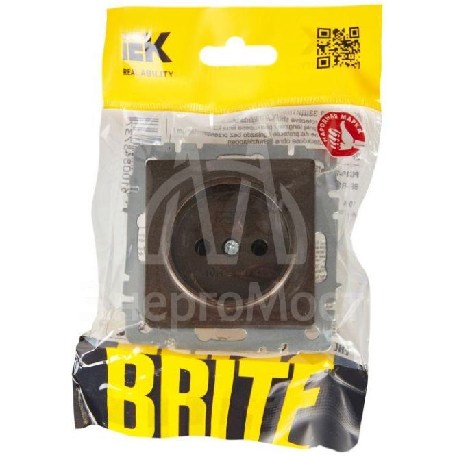 Розетка 1-м СП BRITE РС10-1-0-БрТБ 10А без заземл. без защ. шторок бронза IEK BR-R10-10-K45