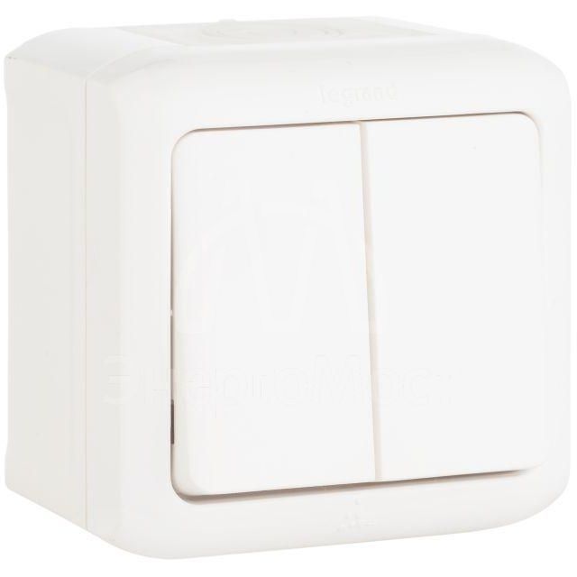 Выключатель 2-кл. ОП Quteo 10А IP44 250В 10AX бел. Leg 782302