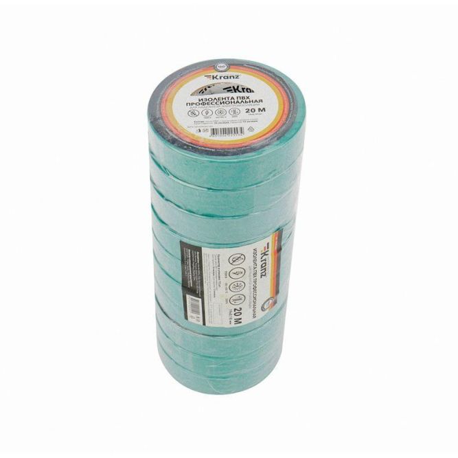 Изолента ПВХ профессиональная 0.18х19мм 20м зел. Kranz KR-09-2803