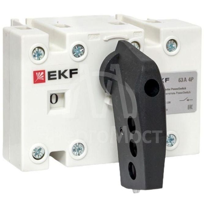 Рубильник-выключатель 4п 63А с рукояткой управления для прямой установки PowerSwitch EKF psds-63-4