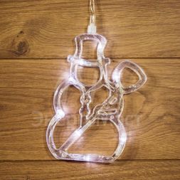 Фигура светодиод. &amp;quot;Снеговик&amp;quot; на присоске (батарейки 3хААА в компл.) 8LED 195х150х10мм бел. 1Вт 4.5В IP20 NEON-NIGHT 501-013