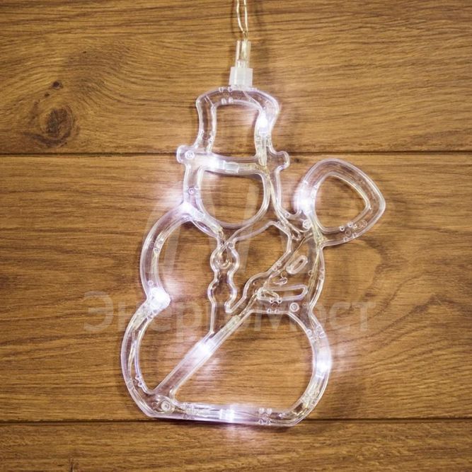 Фигура светодиод. &amp;quot;Снеговик&amp;quot; на присоске (батарейки 3хААА в компл.) 8LED 195х150х10мм бел. 1Вт 4.5В IP20 NEON-NIGHT 501-013