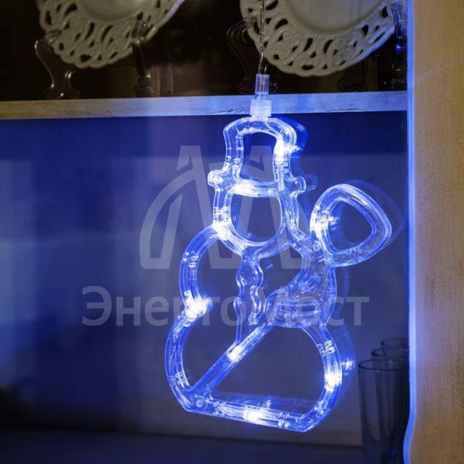 Фигура светодиод. &amp;quot;Снеговик&amp;quot; на присоске (батарейки 3хААА в компл.) 8LED 195х150х10мм бел. 1Вт 4.5В IP20 NEON-NIGHT 501-013