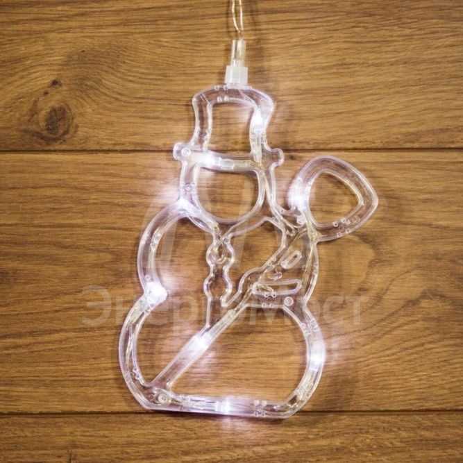 Фигура светодиод. &amp;quot;Снеговик&amp;quot; на присоске (батарейки 3хААА в компл.) 8LED 195х150х10мм бел. 1Вт 4.5В IP20 NEON-NIGHT 501-013