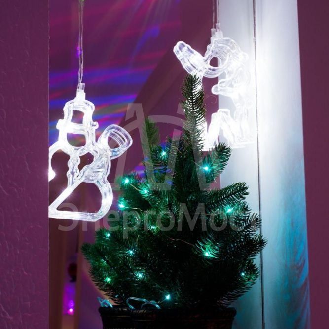 Фигура светодиод. &amp;quot;Снеговик&amp;quot; на присоске (батарейки 3хААА в компл.) 8LED 195х150х10мм бел. 1Вт 4.5В IP20 NEON-NIGHT 501-013