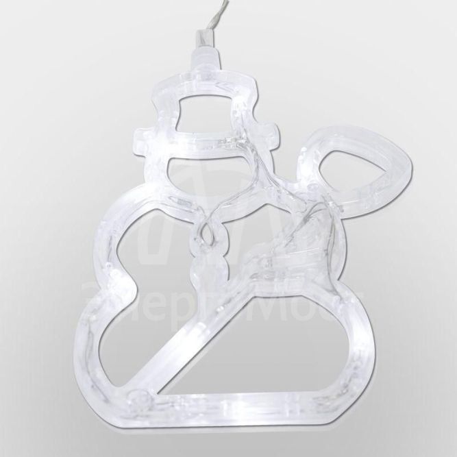 Фигура светодиод. &amp;quot;Снеговик&amp;quot; на присоске (батарейки 3хААА в компл.) 8LED 195х150х10мм бел. 1Вт 4.5В IP20 NEON-NIGHT 501-013