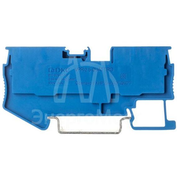 Клемма проходная зажим push-in 4 точки подключения 2.5кв.мм син. DKC VPR-2.5-QUATTRO-BU