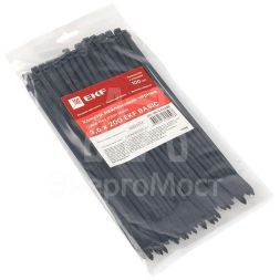 Хомут кабельный 3.6х200 нейл. черн. (уп.100шт) EKF plc-cb-3.6x200