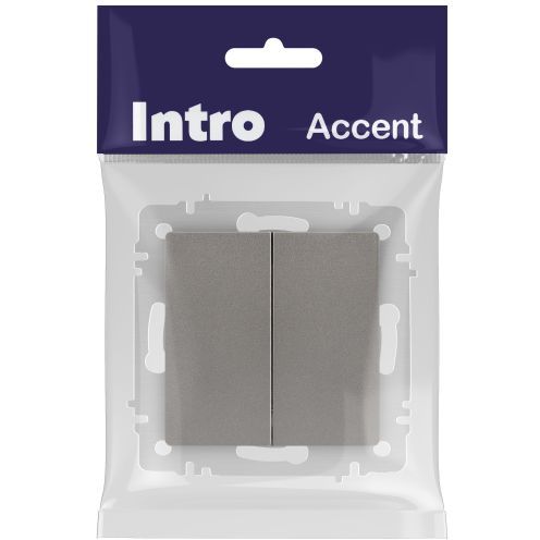 Выключатель 2-кл. СП Accent 6-104-09 10А IP20 250В AL/CU титан Intro Б0063499