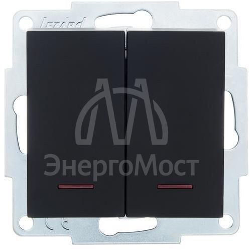 Механизм выключателя 2-кл. с индик. СП VESNA черн. бархат LEZARD 742-4288-112