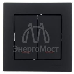 Механизм выключателя 2-кл. с индик. СП VESNA черн. бархат LEZARD 742-4288-112