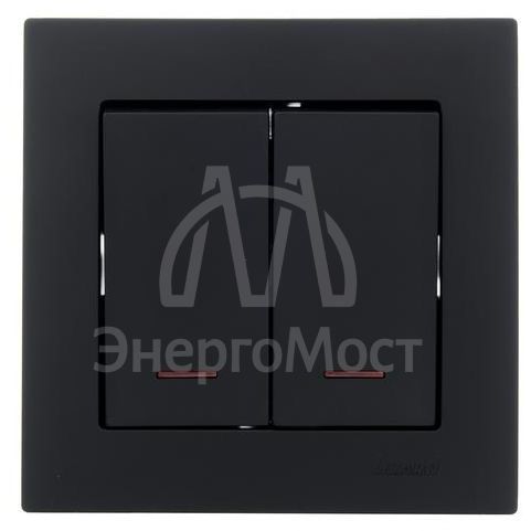 Механизм выключателя 2-кл. с индик. СП VESNA черн. бархат LEZARD 742-4288-112