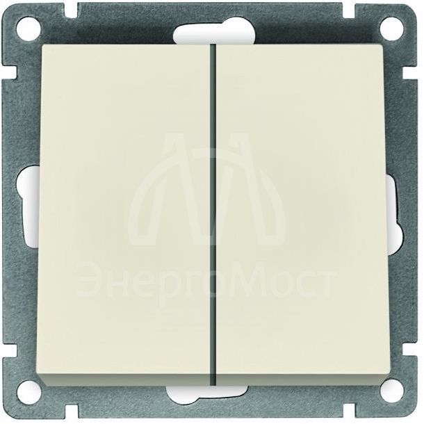 Выключатель 2-кл. СП Афина 10А IP20 механизм сл. кость (ivory) Universal A0023-I