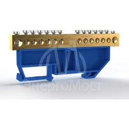 Шина нулевая на DIN-изоляторе 8х12мм 14 отвер. латунь TOKOV ELECTRIC TKE-BCB-812-14-DIN/N