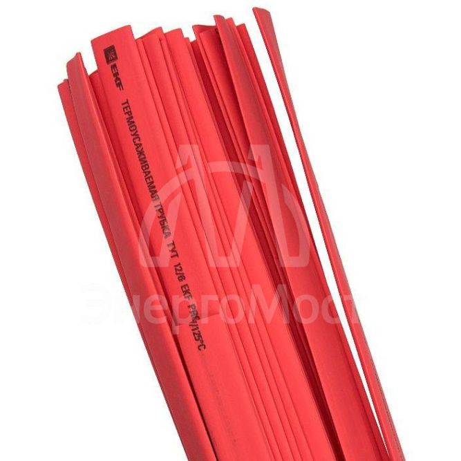 Трубка термоусадочная ТУТ нг 16/8 красн. 1м (уп.50шт) PROxima EKF tut-16-r-1m