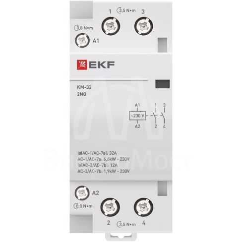 Контактор модульный КМ 32А 2NО (2 мод.) EKF km-2-32-20
