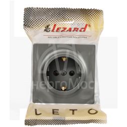 Розетка 1-мест. с заземл. LETO ПБТ платина LEZARD 752-3500-122B