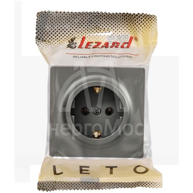 Розетка 1-мест. с заземл. LETO ПБТ платина LEZARD 752-3500-122B