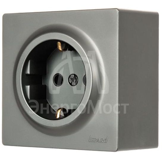 Розетка 1-мест. с заземл. LETO ПБТ платина LEZARD 752-3500-122B