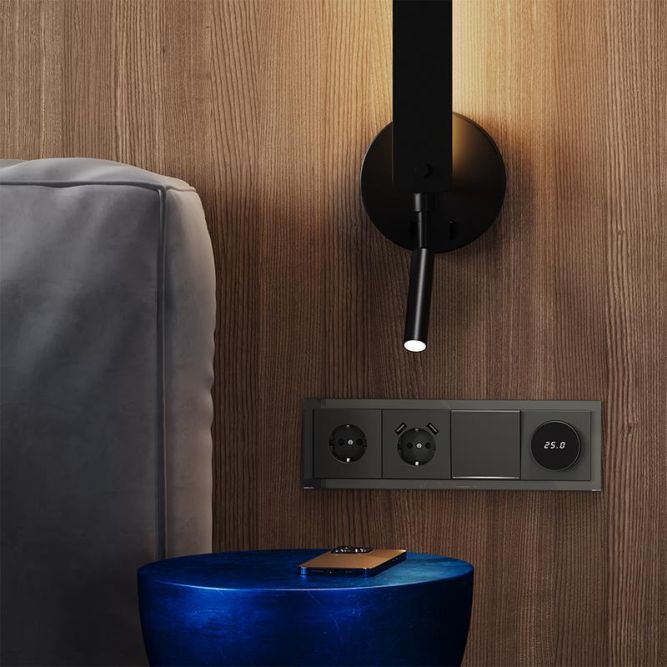 Выключатель 1-кл СП S70 10А с подсветкой механизм титан Voltum VLS010206