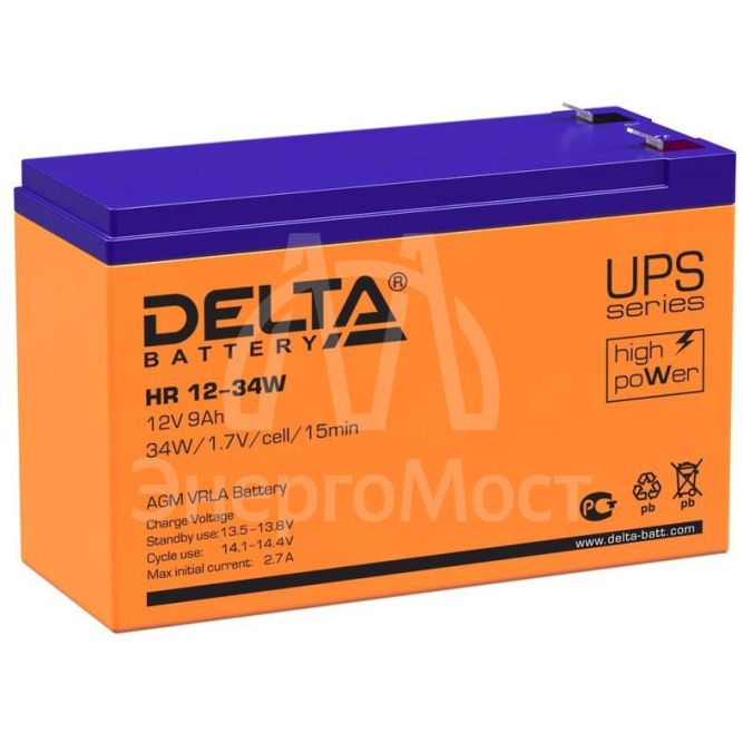 Аккумулятор 12В 9А.ч Delta HR 12-34 W