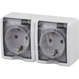 Розетка ОП 11-2404-01 2х2P+E IP54 шторки 16АХ-250В Эксперт бел. ЭРА Б0020718