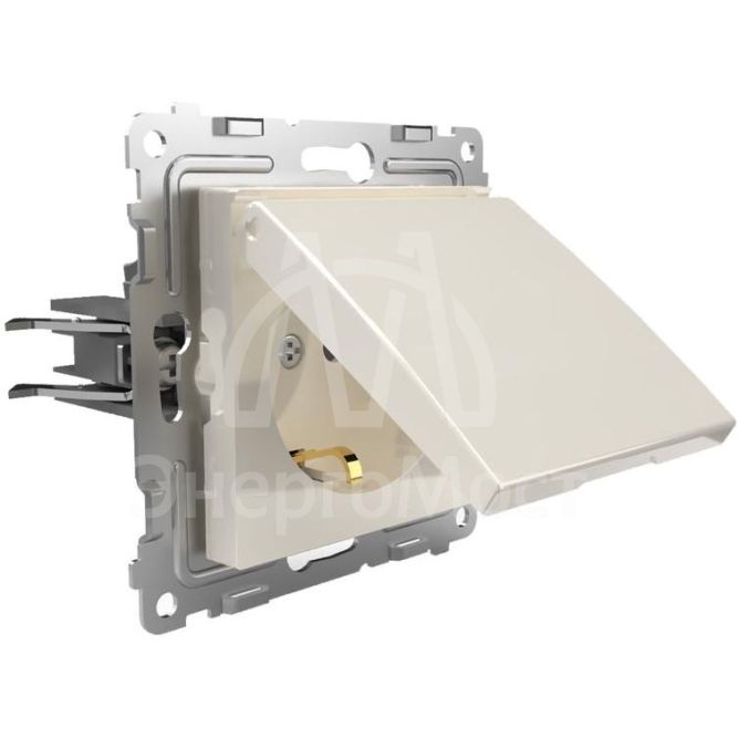 Розетка 1-м СП Pixel 16А IP20 с заземл. защ. шторки с крышкой механизм беж. TOKOV ELECTRIC TKE-PX-R1ZSW1-C02