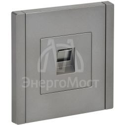 Розетка компьютерная RJ45 кат.6 FORTE&amp;amp;PIANO FP531 сталь IEK FP-K10-2-K46