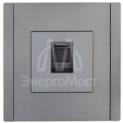 Розетка компьютерная RJ45 кат.6 FORTE&amp;amp;PIANO FP531 сталь IEK FP-K10-2-K46