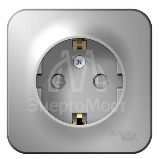 Розетка 1-м ОП BLANCA 16А 250В защ. шторки с заземл. изол. пласт. алюм. SchE BLNRA011113