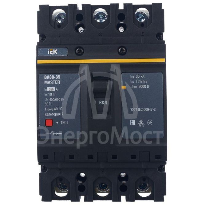 Выключатель автоматический 3п 250А 35кА ВА88-35 MASTER IEK SVA30-3-0250-02