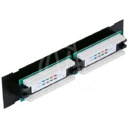 Панель коммутационная настенная 12 портов кат.5e класс D 100МГц RJ45/8P8C 110 T568A/B неэкран. черн. NETLAN EC-UWP-12-UD2
