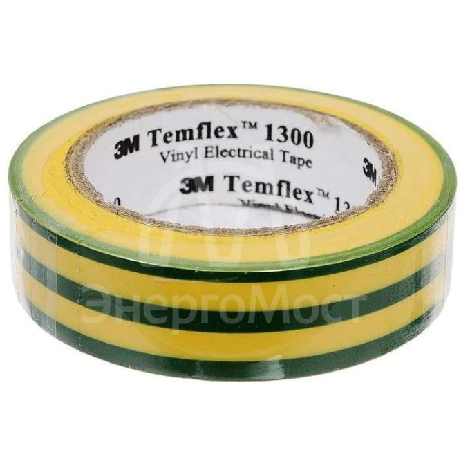 Изолента ПВХ 15мм Temflex 1300 желт./зел. (рул.10м) 3М 7100081324