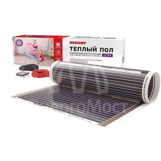 Комплект &amp;quot;Теплый пол&amp;quot; (пленка) Ultra RXM 220-0.5-1 (220Вт/0.5х2м/S обогрева: 1кв.м) Rexant 51-0501-4