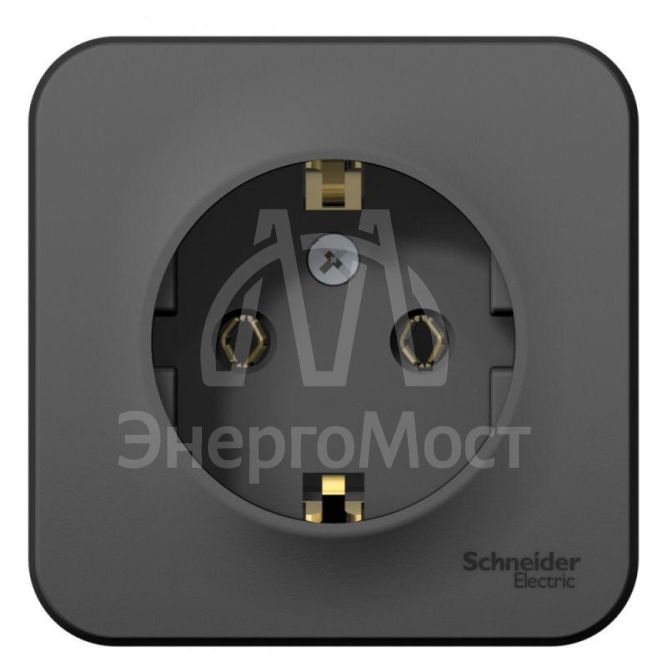 Розетка 1-м ОП BLANCA 16А 250В без шторок с заземл. изол. пласт. антрацит SchE BLNRA010116