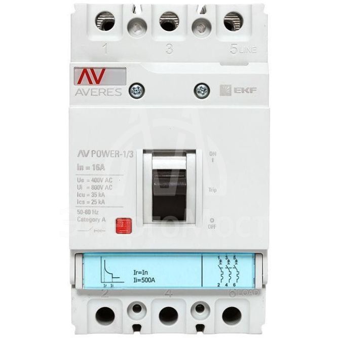 Выключатель автоматический 3п 16А 35кА AV POWER-1/3 TR AVERES EKF mccb-13-16-TR-av