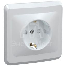 Розетка 1-м СП Вега РСш10-3-ВБ с заземл. контактом и защ. штор 16А бел. IEK ERV14-K01-16-DM