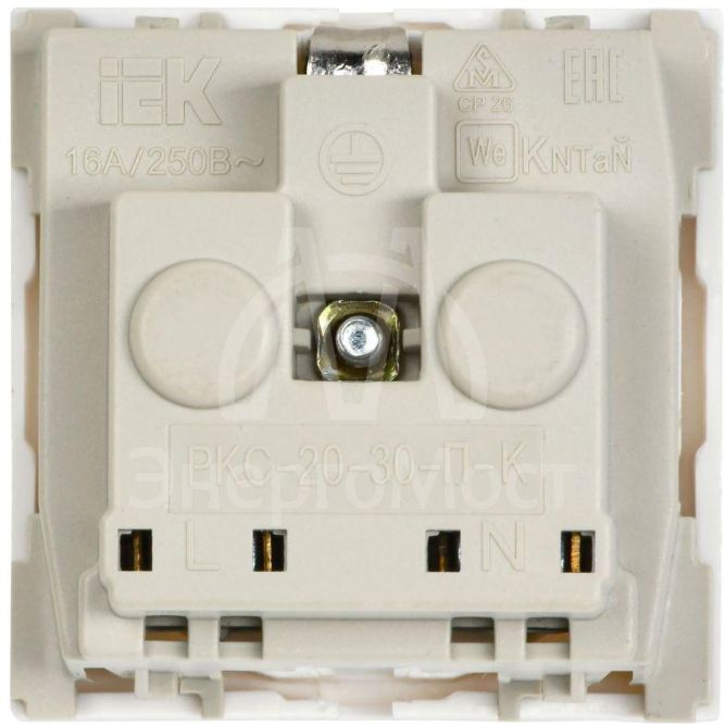 Розетка 1-м Праймер 2мод. 45х45 РКС-20-30-П с заземл. бел. IEK CKK-40D-RSZB2-K01-K